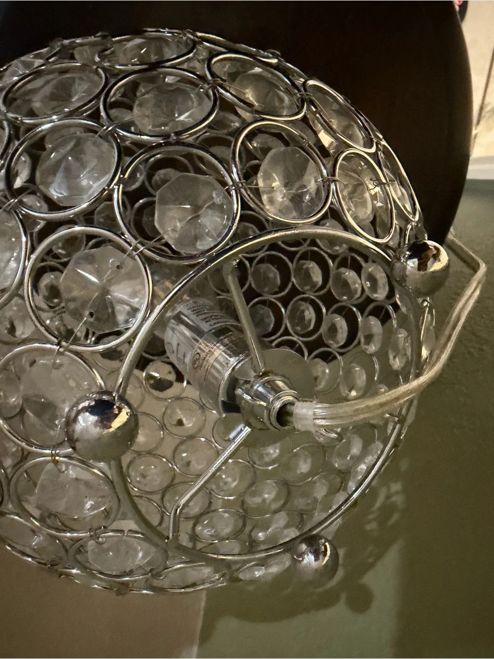 Crystal Globe Table Lamp - Clear / Silver Decorative Light